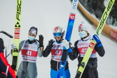 Czołowa trójka konkursu (od lewej: D.Huber, H.E.Granerud, R.Johansson), fot.  Evgeniy Votintsev / Nizhny Tagil FIS Ski Jumping World Cup